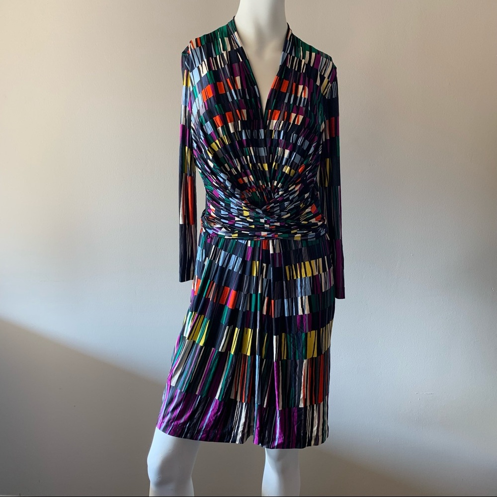 BCBGMaxAzria Colorful Striped Long Sleeve Dress